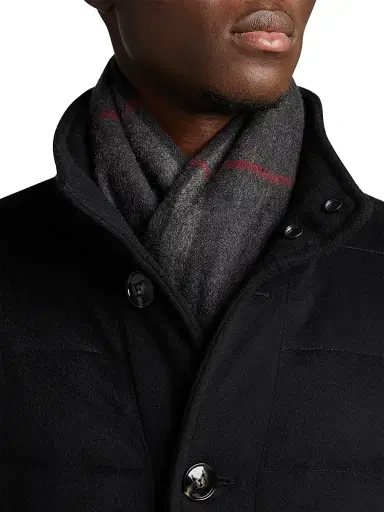 Burberry Men's Giant Check Cashmere Scarf - Charcoal | Thumbnail 5 Burberry Men's Giant Check Cashmere Scarf - Charcoal | Thumbnail 5