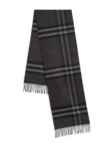 Burberry Men's Giant Check Cashmere Scarf - Charcoal | Thumbnail 1 Burberry Men's Giant Check Cashmere Scarf - Charcoal | Thumbnail 1