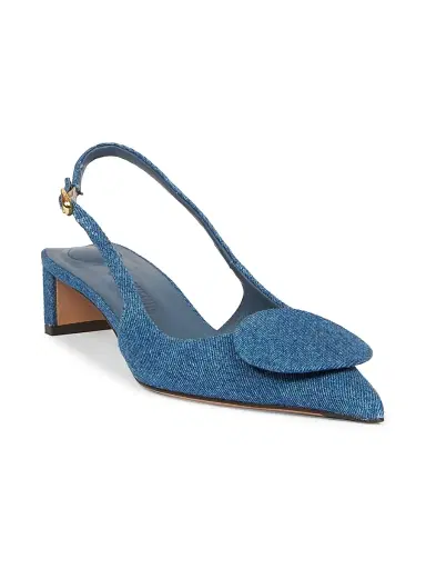 Jacquemus Women's Duelo 40MM Denim Slingback Pumps - Blue | Thumbnail 2 Jacquemus Women's Duelo 40MM Denim Slingback Pumps - Blue | Thumbnail 2