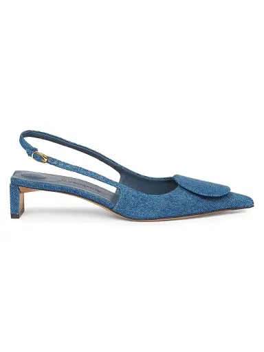 Jacquemus Women's Duelo 40MM Denim Slingback Pumps - Blue | Thumbnail 1 Jacquemus Women's Duelo 40MM Denim Slingback Pumps - Blue | Thumbnail 1