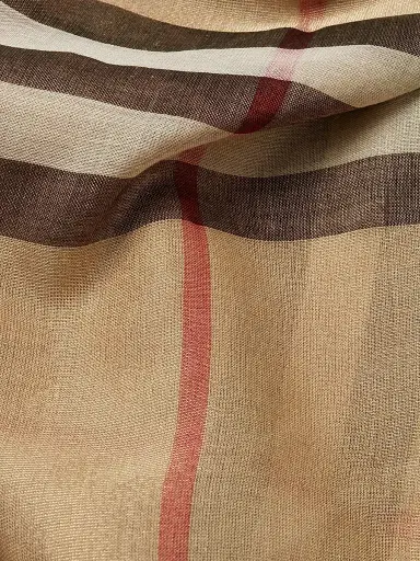 Burberry Women's Giant Check Gauze Scarf - Heritage Stone | Thumbnail 3 Burberry Women's Giant Check Gauze Scarf - Heritage Stone | Thumbnail 3