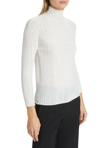 Issey Miyake Women's Wooly Pleats Long-Sleeve Blouse - White - Size Small | Thumbnail 3 Issey Miyake Women's Wooly Pleats Long-Sleeve Blouse - White - Size Small | Thumbnail 3