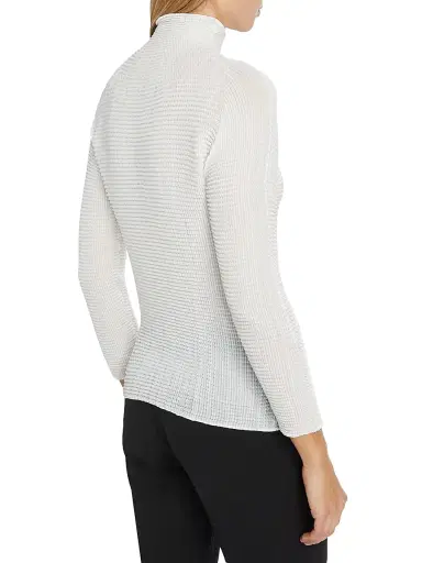 Issey Miyake Women's Wooly Pleats Long-Sleeve Blouse - White - Size Small | Thumbnail 4 Issey Miyake Women's Wooly Pleats Long-Sleeve Blouse - White - Size Small | Thumbnail 4