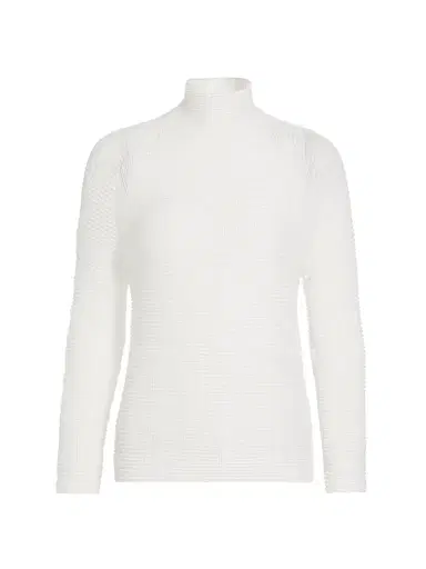 Issey Miyake Women's Wooly Pleats Long-Sleeve Blouse - White - Size Small | Thumbnail 1 Issey Miyake Women's Wooly Pleats Long-Sleeve Blouse - White - Size Small | Thumbnail 1