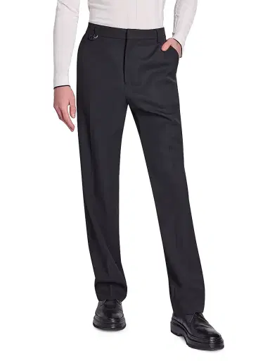 Jacquemus Men's Wool Crease-Front Pants - Black | Thumbnail 3 Jacquemus Men's Wool Crease-Front Pants - Black | Thumbnail 3