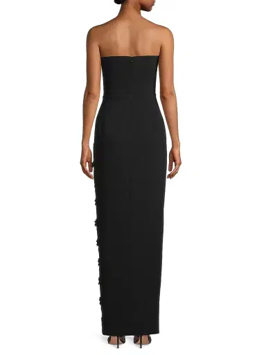 Sau Lee Women's Florence Floral-Appliquéd Column Gown - Black | Thumbnail 5 Sau Lee Women's Florence Floral-Appliquéd Column Gown - Black | Thumbnail 5