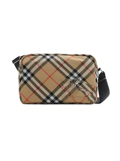 Burberry Men's Check & Equestrian Crossbody Bag - Sand | Thumbnail 1 Burberry Men's Check & Equestrian Crossbody Bag - Sand | Thumbnail 1