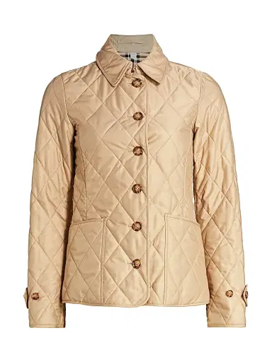 Burberry Women's Fernleigh Quilted Logo Jacket - Dusty Beige - Size XXS | Thumbnail 1 Burberry Women's Fernleigh Quilted Logo Jacket - Dusty Beige - Size XXS | Thumbnail 1