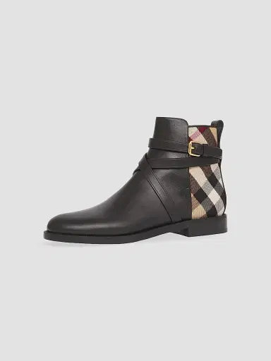 Burberry Women's Pryle House Check & Leather Ankle Boots | Thumbnail 3 Burberry Women's Pryle House Check & Leather Ankle Boots | Thumbnail 3