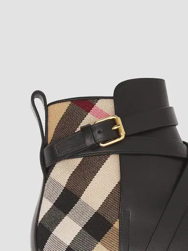 Burberry Women's Pryle House Check & Leather Ankle Boots | Thumbnail 4 Burberry Women's Pryle House Check & Leather Ankle Boots | Thumbnail 4