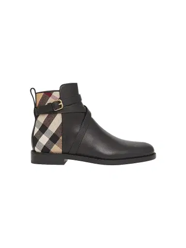 Burberry Women's Pryle House Check & Leather Ankle Boots | Thumbnail 1 Burberry Women's Pryle House Check & Leather Ankle Boots | Thumbnail 1