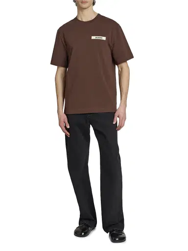 Jacquemus Men's The Gros Grain Crewneck T-Shirt - Dark Brown | Thumbnail 2 Jacquemus Men's The Gros Grain Crewneck T-Shirt - Dark Brown | Thumbnail 2