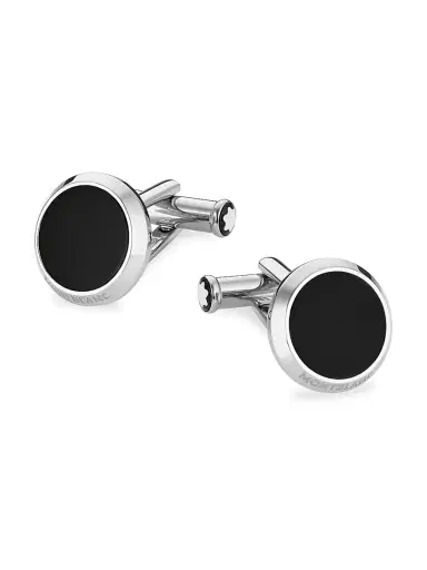 Montblanc Men's Meisterstück Stainless Steel & Black Onyx Cufflinks - Silver | Thumbnail 1 Montblanc Men's Meisterstück Stainless Steel & Black Onyx Cufflinks - Silver | Thumbnail 1