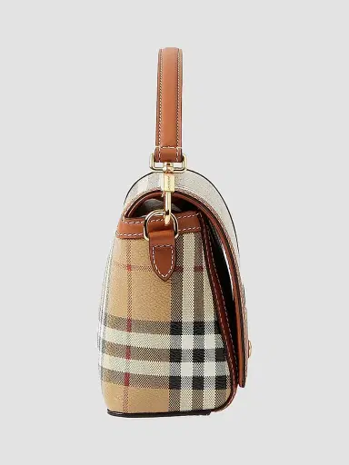 Burberry Women's Check & Leather Top Handle Note Bag | Thumbnail 3 Burberry Women's Check & Leather Top Handle Note Bag | Thumbnail 3