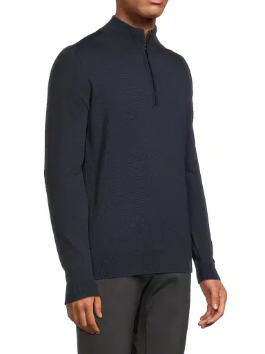 John Smedley Men's Tapton Merino Zip Pullover - Midnight | Thumbnail 4 John Smedley Men's Tapton Merino Zip Pullover - Midnight | Thumbnail 4
