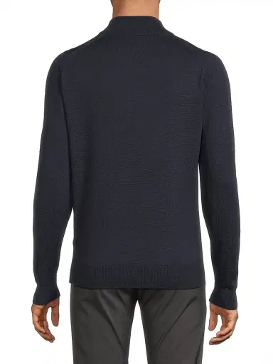 John Smedley Men's Tapton Merino Zip Pullover - Midnight | Thumbnail 5 John Smedley Men's Tapton Merino Zip Pullover - Midnight | Thumbnail 5
