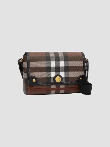 Burberry Women's Medium Note Check Coated Canvas Crossbody Bag - Dark Birch | Thumbnail 2 Burberry Women's Medium Note Check Coated Canvas Crossbody Bag - Dark Birch | Thumbnail 2