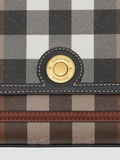Burberry Women's Medium Note Check Coated Canvas Crossbody Bag - Dark Birch | Thumbnail 5 Burberry Women's Medium Note Check Coated Canvas Crossbody Bag - Dark Birch | Thumbnail 5