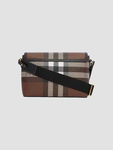 Burberry Women's Medium Note Check Coated Canvas Crossbody Bag - Dark Birch | Thumbnail 6 Burberry Women's Medium Note Check Coated Canvas Crossbody Bag - Dark Birch | Thumbnail 6