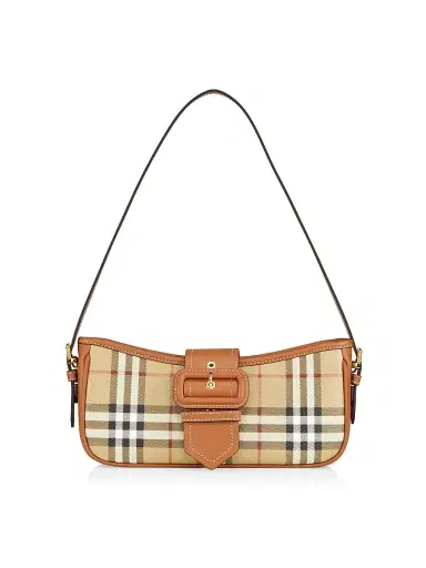 Burberry Women's Check Coated Canvas Shoulder Bag - Briar Brown Check | Thumbnail 1 Burberry Women's Check Coated Canvas Shoulder Bag - Briar Brown Check | Thumbnail 1