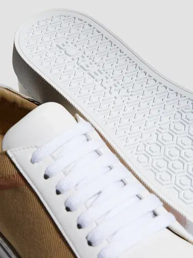 Burberry Women's Salmond Vintage Check Leather & Textile Sneakers - White | Thumbnail 3 Burberry Women's Salmond Vintage Check Leather & Textile Sneakers - White | Thumbnail 3
