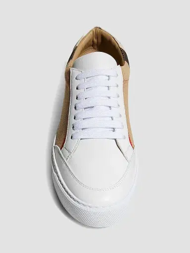 Burberry Women's Salmond Vintage Check Leather & Textile Sneakers - White | Thumbnail 4 Burberry Women's Salmond Vintage Check Leather & Textile Sneakers - White | Thumbnail 4
