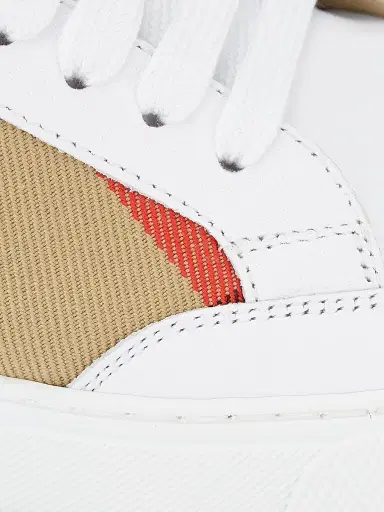 Burberry Women's Salmond Vintage Check Leather & Textile Sneakers - White | Thumbnail 6 Burberry Women's Salmond Vintage Check Leather & Textile Sneakers - White | Thumbnail 6