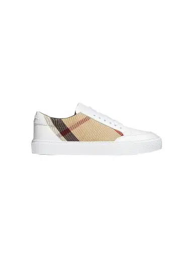 Burberry Women's Salmond Vintage Check Leather & Textile Sneakers - White | Thumbnail 1 Burberry Women's Salmond Vintage Check Leather & Textile Sneakers - White | Thumbnail 1