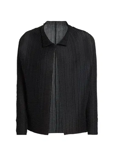 Issey Miyake Women's Wooly Pleats Long-Sleeve Shirt Jacket - Black - Size XS | Thumbnail 1 Issey Miyake Women's Wooly Pleats Long-Sleeve Shirt Jacket - Black - Size XS | Thumbnail 1