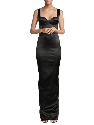 Sau Lee Women's Palmela Sleeveless Satin Gown - Black | Thumbnail 2 Sau Lee Women's Palmela Sleeveless Satin Gown - Black | Thumbnail 2