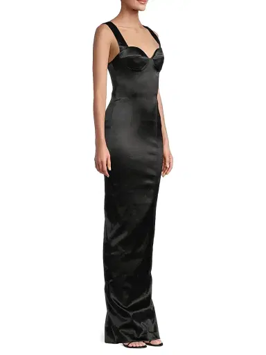 Sau Lee Women's Palmela Sleeveless Satin Gown - Black | Thumbnail 4 Sau Lee Women's Palmela Sleeveless Satin Gown - Black | Thumbnail 4