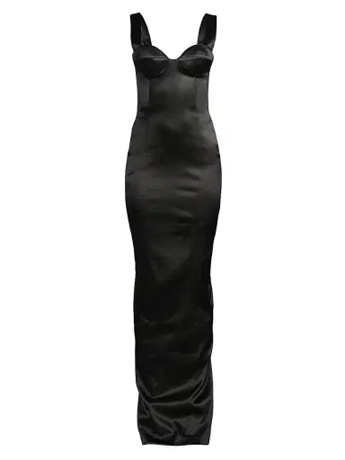 Sau Lee Women's Palmela Sleeveless Satin Gown - Black | Thumbnail 1 Sau Lee Women's Palmela Sleeveless Satin Gown - Black | Thumbnail 1
