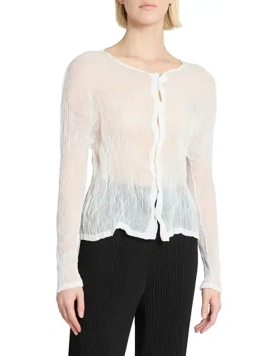 Issey Miyake Women's Chiffon Twist Plissé Shirt - White - Size XS | Thumbnail 3 Issey Miyake Women's Chiffon Twist Plissé Shirt - White - Size XS | Thumbnail 3