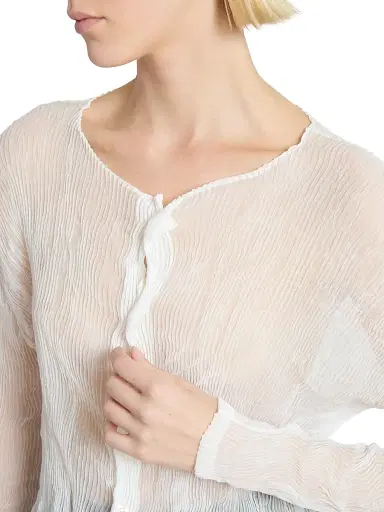 Issey Miyake Women's Chiffon Twist Plissé Shirt - White - Size XS | Thumbnail 6 Issey Miyake Women's Chiffon Twist Plissé Shirt - White - Size XS | Thumbnail 6
