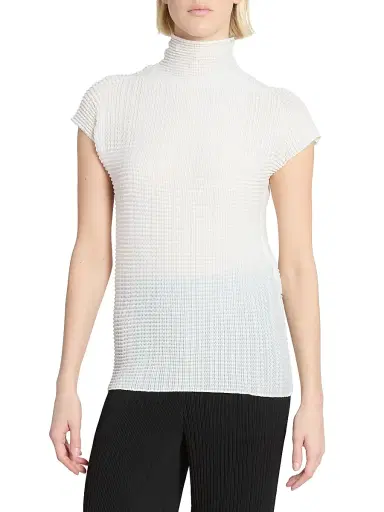 Issey Miyake Women's Wooly Pleats Cap-Sleeve Top - White - Size XS | Thumbnail 3 Issey Miyake Women's Wooly Pleats Cap-Sleeve Top - White - Size XS | Thumbnail 3