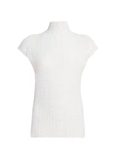 Issey Miyake Women's Wooly Pleats Cap-Sleeve Top - White - Size XS | Thumbnail 1 Issey Miyake Women's Wooly Pleats Cap-Sleeve Top - White - Size XS | Thumbnail 1