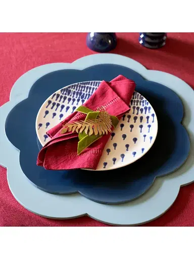 Addison Ross Scalloped 4-Piece Lacquer Placemat Set - Navy | Thumbnail 2 Addison Ross Scalloped 4-Piece Lacquer Placemat Set - Navy | Thumbnail 2