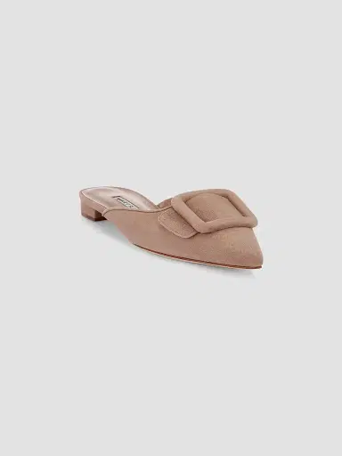 Manolo Blahnik Women's Maysale Suede Flats - Sand - Size 12 | Thumbnail 2 Manolo Blahnik Women's Maysale Suede Flats - Sand - Size 12 | Thumbnail 2