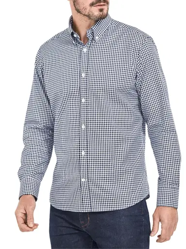 Alder & Green Men's Oxford Slim-Fit Shirt - Navy Gingham | Thumbnail 3 Alder & Green Men's Oxford Slim-Fit Shirt - Navy Gingham | Thumbnail 3