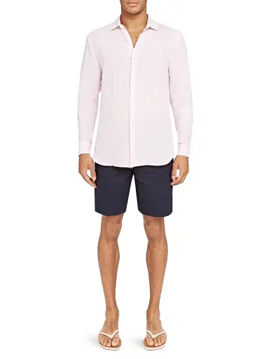 Orlebar Brown Men's Giles Linen Shirt - Pale Pink White | Thumbnail 2 Orlebar Brown Men's Giles Linen Shirt - Pale Pink White | Thumbnail 2