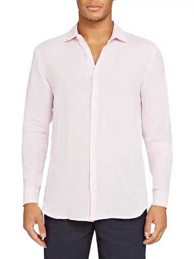 Orlebar Brown Men's Giles Linen Shirt - Pale Pink White | Thumbnail 3 Orlebar Brown Men's Giles Linen Shirt - Pale Pink White | Thumbnail 3