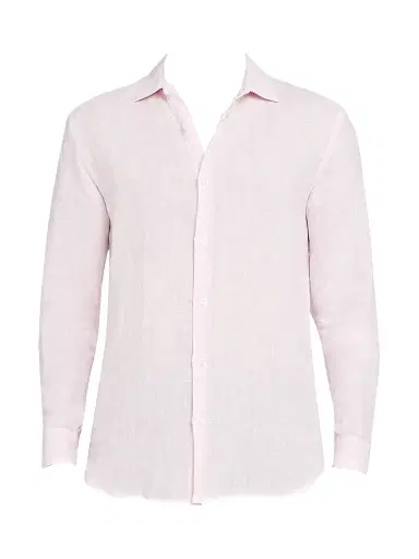 Orlebar Brown Men's Giles Linen Shirt - Pale Pink White | Thumbnail 1 Orlebar Brown Men's Giles Linen Shirt - Pale Pink White | Thumbnail 1