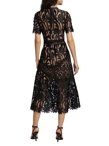 Self-Portrait Women's Prairie Guipure Lace Midi-Dress - Black - Size 2 | Thumbnail 5 Self-Portrait Women's Prairie Guipure Lace Midi-Dress - Black - Size 2 | Thumbnail 5
