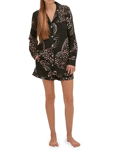 Desmond & Dempsey Women's Jaguar Short 2-Piece Pajama Set - Navy - Size Small | Thumbnail 2 Desmond & Dempsey Women's Jaguar Short 2-Piece Pajama Set - Navy - Size Small | Thumbnail 2