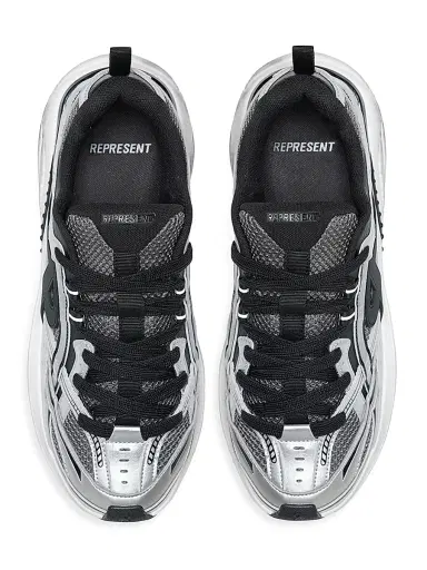 Represent Men's Fashion Runner Lace-Up Sneakers - Silver Black | Thumbnail 5 Represent Men's Fashion Runner Lace-Up Sneakers - Silver Black | Thumbnail 5