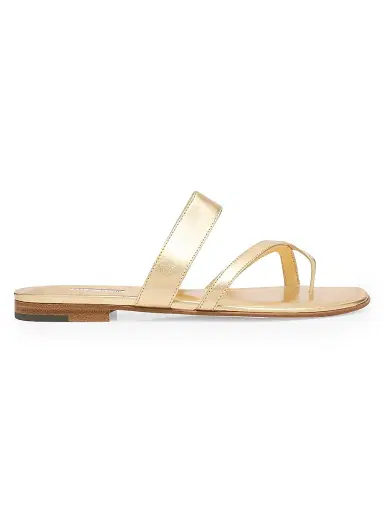 Manolo Blahnik Women's Susa Leather Thong Sandals - Gold - Size 9 | Thumbnail 1 Manolo Blahnik Women's Susa Leather Thong Sandals - Gold - Size 9 | Thumbnail 1