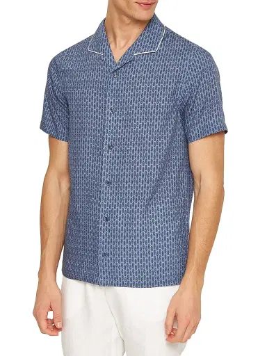 Orlebar Brown Men's Hibbert Perez Abstract Camp Shirt - Springfield Blue - Size XXL | Thumbnail 2 Orlebar Brown Men's Hibbert Perez Abstract Camp Shirt - Springfield Blue - Size XXL | Thumbnail 2