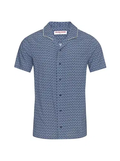 Orlebar Brown Men's Hibbert Perez Abstract Camp Shirt - Springfield Blue - Size XXL | Thumbnail 1 Orlebar Brown Men's Hibbert Perez Abstract Camp Shirt - Springfield Blue - Size XXL | Thumbnail 1