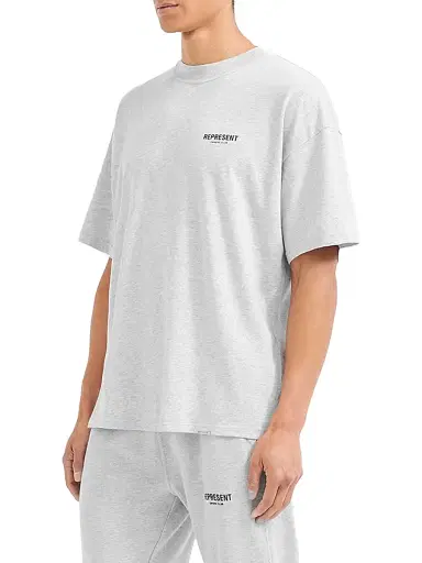 Represent Men's Owners Club Logo Cotton T-Shirt - Ash Grey - Size XXL | Thumbnail 5 Represent Men's Owners Club Logo Cotton T-Shirt - Ash Grey - Size XXL | Thumbnail 5