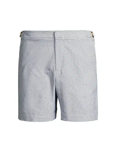 Orlebar Brown Men's Bulldog x Fenella Geometric Swim Shorts - Navy Cloud | Thumbnail 1 Orlebar Brown Men's Bulldog x Fenella Geometric Swim Shorts - Navy Cloud | Thumbnail 1